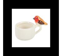 Robin Tealight Holder Ceramic Cup Cream Warm Glow