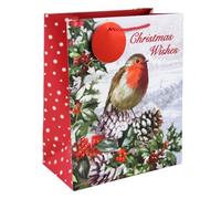 Robin Traditional Scene Christmas Large Gift Bag 33cm