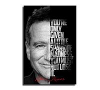 Robin Williams Little Spark of Madness Quote Wall Art Print - Perfect for Office And Home Decor - Makes A Great Affordable Gift - Inspirational And Motivational Wall Art Poster 12x18inch(30x45cm)