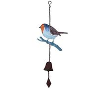 Robin Wind Chime Bird Bell Hanging Garden Yard Ornament Decoration Metal | Rustic design, Brown rusted effect, Hand painted bird, Suitable for gardens, porches, conservatories