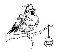'Robin with Bauble' Rubber Stamp - Unmounted Design for Crafting & Scrapbooking, A7 (RS00001991)
