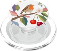 Robin with Cherries - Bird Nature Design PopSockets PopGrip for MagSafe