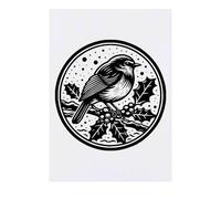 'Robin With Holly Berries' Temporary Tattoo - Water Resistant, Skin-Safe, Non-Toxic Transfer (TO00074013)