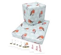 Robin Wrapping Paper. Robin Designer Trendy Wrapping Paper, 5 Sheet Multi-Pack + Robin Gift Tags. Ideal for everyone young, old, male, female. 100% recyclable paper made in the UK