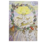 Robin Wreath Folklore Christmas Advent Calendar, 24 Windows | Yuletide folklore Advent calendar, 24 windows, robins and running hares, winter solstice scene, A4 size