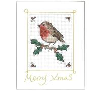 Robin Xmas Card - Complete Cross Stitch kit on 16 aida