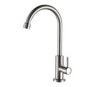 Robinet de Bassin de Cuisine en Acier Inoxydable Robinet à Eau Froide Simple Robinet de Salle de Bain Fini brossé (A1)