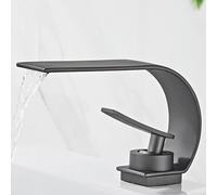Robinet de Bassin de Salle de Bain Bascade SPAT Tap Bend de Pliage de Conception de Pont Support à Palet Unique Boucheur à Eau Chaude Froide Cranche à nœuds (Couleur: Brosse Or)