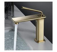 Robinet de Bassin de Salle de Bain Bascade SPAT Tap Bend de Pliage de Conception de Pont Support à Palet Unique Boucheur à Eau Chaude Froide Cranche à nœuds (Couleur: Brosse Or)