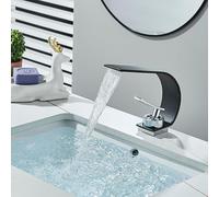 Robinet de Bassin de Salle de Bain Bascade SPAT Tap Bend de Pliage de Conception de Pont Support à Palet Unique Boucheur à Eau Chaude Froide Cranche à nœuds (Couleur: Brosse Or)