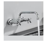 Robinet de Bassin doré brossé Baillé Robinet d'évier de pulvérisation à poignée à poignée de Pull-Out Robinet de comptoir monté sur Le Plafond à Eau Chaude et à Eau Froide (Chrome Short)