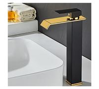 Robinet de Bassin doré brossé Baillé Robinet d'évier de pulvérisation à poignée à poignée de Pull-Out Robinet de comptoir monté sur Le Plafond à Eau Chaude et à Eau Froide (Chrome Short)