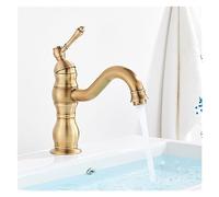 Robinet de Bassin doré brossé Baillé Robinet d'évier de pulvérisation à poignée à poignée de Pull-Out Robinet de comptoir monté sur Le Plafond à Eau Chaude et à Eau Froide (Chrome Short)