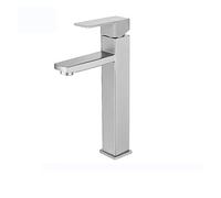 Robinet de Bassin doré brossé Baillé Robinet d'évier de pulvérisation à poignée à poignée de Pull-Out Robinet de comptoir monté sur Le Plafond à Eau Chaude et à Eau Froide (Chrome Short)