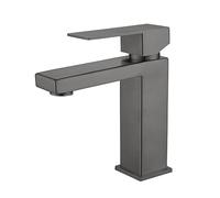 Robinet de Bassin doré brossé Baillé Robinet d'évier de pulvérisation à poignée à poignée de Pull-Out Robinet de comptoir monté sur Le Plafond à Eau Chaude et à Eau Froide (Chrome Short)
