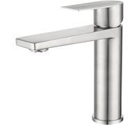 Robinet de Bassin doré brossé Baillé Robinet d'évier de pulvérisation à poignée à poignée de Pull-Out Robinet de comptoir monté sur Le Plafond à Eau Chaude et à Eau Froide (Chrome Short)