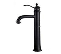 Robinet de lavabo Vintage Noir, robinets de lavabo en Laiton Salle de Bain, mélangeur de Pain d'évier Chaud Froid, Robinet de lavabo à Une Seule Manche, Robinet Court (Court)