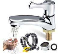 Robinet De Lavage Des Mains 1 Pièce Eau Froide, Robinet À Bec Unique Avec Tuyau D'arrivée D'eau Et Tête De Filtre