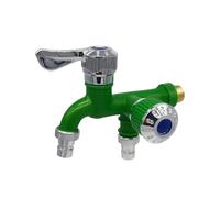 Robinet de Machine à Laver avec une entrée et Deux sorties, ouverture Rapide multifonctionnelle Double Bouche(Green)