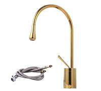 Robinet de Salle de Bain en Laiton Image à Trous Single Tapis d'alimentation en Eau 360 degrés Rotation Rotation Robinet High Mixer Tap Single Handle -Black-B: 45x21x5cm (Couleur: Or, Taille: b: