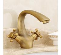 Robinet de salle de bain vintage, robinet de lavabo en laiton salle de bain, robinet de salle de bain trou simple, mélangeur chaud chaud robinet de vanité vintage, robinet de lavabo à double poignées,