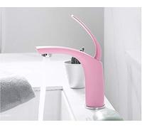 Robinets de Bassin Pink Love Couleur Bascade Robinet Robinet de Salle de Bain Bouxage de Bassin Chaud Froid Robinet Robinet en Laiton Lavage Crane (Couleur: Court)