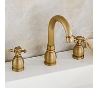 Robinets de Bassin Robinette de Baignoire montique de terrasse en Laiton Double Manchette 3 Trous Robinet de Salle de Bain Set Fauce de Baignoire à Eau (Couleur: SLT3PC2)
