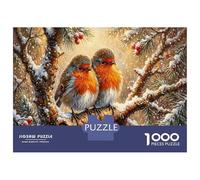 Robins 1000 Piece Puzzle Snowy Pine Branches for Relaxation Brain Training Retirement Gift Housewarming Gift for Advanced Puzzlers 38x26cm/1000pcs