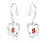 Robins Appear Heart Silver Plated Earrings 349646