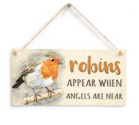 Robins Appear When Angels are Near - Poetic Bereavement Grief Gift Sign/Plaque