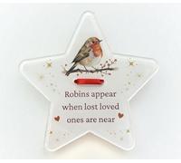 Robins Appear When Lost Loved Ones Are Near Memorial Acrylic Christmas Tree Star Topper Decoration