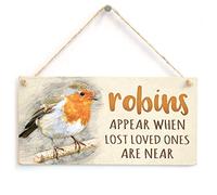 Robins Appear When Lost Loved Ones are Near - Poetic Spiritual Bereavement Grief Gift Sign/Plaque