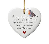Robins Appear When Loved Ones are Near - Ceramic Heart Memorial Gift for Bereavement