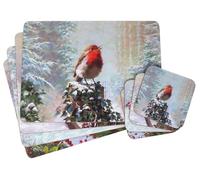 Robins Christmas Dinner Hardback Placemats And Coasters - Set of 4