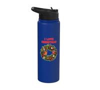 Robins I Love Christmas Wreath Robin Stainless Steel Insulated Water Bottle