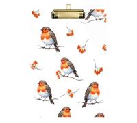 Robins Orange Berries Clipboard Cute Clip Board Wordpad Clipboards Standard Size, A4 Letter Size 12.5 x 9 Inches Gold Clip