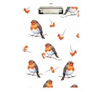 Robins Orange Berries Clipboard Portable Clipboard Standard A4 Letter Size Clipboards, 12.5 x 9 Inches Silver Clip