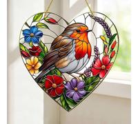 Robins Sun Catchers for Window, Acrylic Robins Window Hanging Ornaments,Stained Glass Cardinal Sun Catcher for Mom Grandma,Hanging Bird Ornament Bird Lover Present
