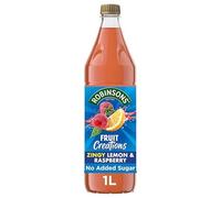 Robinso Squash 1L Variety Pack - Assorted Fruit Flavours, No Added Sugar, Concentrated Cordial Drink (Robinsons Fruit Creations Squash - Lemon & Raspberry 1L)
