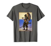Robinson Crusoe Illustrative Portrait (1920) T-Shirt, Men, Asphalt Grey, Large