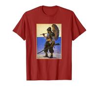 Robinson Crusoe Illustrative Portrait (1920) T-Shirt, Men, Cranberry Red, Medium