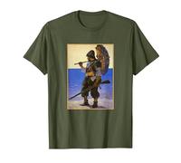 Robinson Crusoe Illustrative Portrait (1920) T-Shirt, Men, Olive Green, 3X-Large