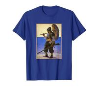 Robinson Crusoe Illustrative Portrait (1920) T-Shirt, Men, Royal Blue, 3X-Large