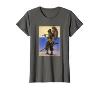 Robinson Crusoe Illustrative Portrait (1920) T-Shirt, Women, Asphalt Grey, X-Small