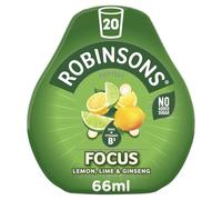 Robinsons Benefit Drops. Focus Lemon, Lime and Ginseng Flavour. 66ml