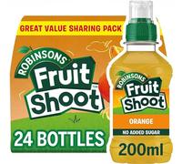Robinsons Fruit Shoot Juice Real Orange No Sugar Added Kids - Pack of 24 x 200ml