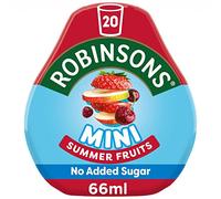 Robinsons Mini - No Added Sugar - Low Calorie - Summer Fruits - Makes 20 Drinks Per Pack
