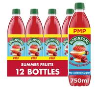 Robinsons Real Fruit Juice Squash Cordial, 750ml (12 Bottles x 750ml, Summer Fruits)