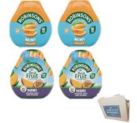 Robinsons Squash’d Mini - 2 Flavour Pack - 2 x Orange and 2x Mango & Passion - No Added Sugar - Real Fruit in Every Drop