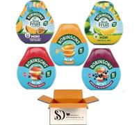 Robinsons Squash’d Mini - 5 Flavour Pack - 1xApple & Blackcurrant, 1xMango & Passion Fruit, 1xOrange,1xSummer Fruit And 1xLemon & Lime - No Added Sugar - Real Fruit in Every Drop